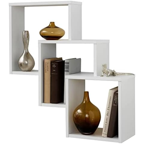 FMD furniture Wall Shelf, Wood, White, 64 x 66 x 19 cm Cover