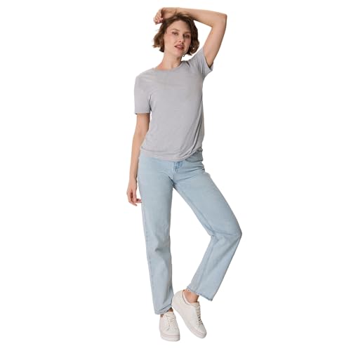 Image of Hanes Women's Perfect-T Crewneck T-Shirt, Lightweight Cotton Short Sleeve Tee for Women