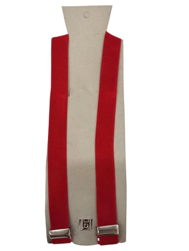 Image of BookMyCostume Red Suspenders for Kids & Adults|Adjustable Elastic Y-Back Belt for Fancy Dress Costumes,Theme Parties, Dance Costume,School Functions & Stage Shows|Unisex Clip-on Suspenders Accessory