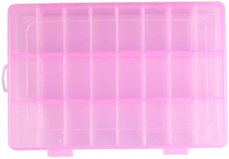 hunpta Adjustable 24 Compartment Plastic Storage Box Jewelry Earring Case (Pink)