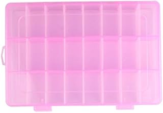 hunpta Adjustable 24 Compartment Plastic Storage Box Jewelry Earring Case (Pink)