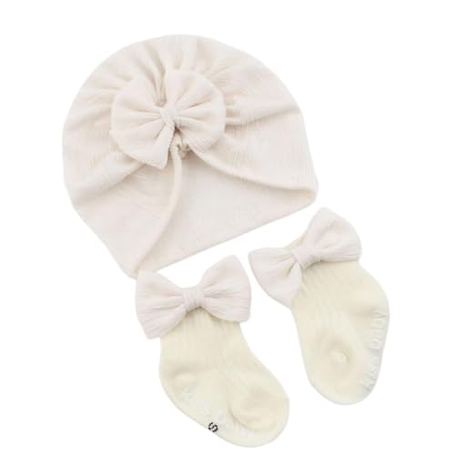 Beanie, Baby Hat Socks Set Breathable Plush Hat Large Butterfly Decoration Warm Hats Toddler Baby Accessorise(B) One Color3