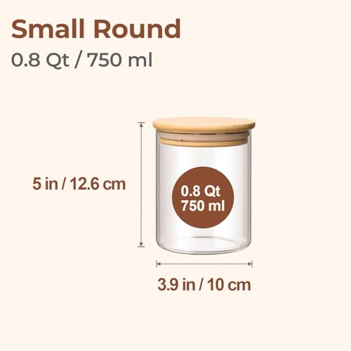 Image of ComSaf Glass Storage Containers with Lids 0.8 Qt, 6 Pack Small Glass Jars