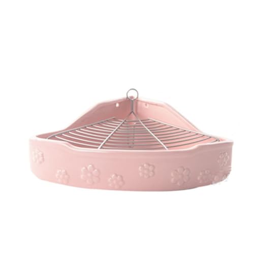 EINEY 小動物用 陶器トワレ うさぎ ラビット トワレ うさぎ用 飼育ゲージ スノコ付き うさぎトイレ 三角 トイレ チンチラ用陶器トワレ ピンク