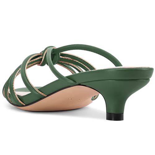 Image of TNYNFBEB Womens Sandals Mules Low Kitten Heel Open Toe Shoes Slip-on Slingback Prom Party Dress Summer 1.4 Inches Heels