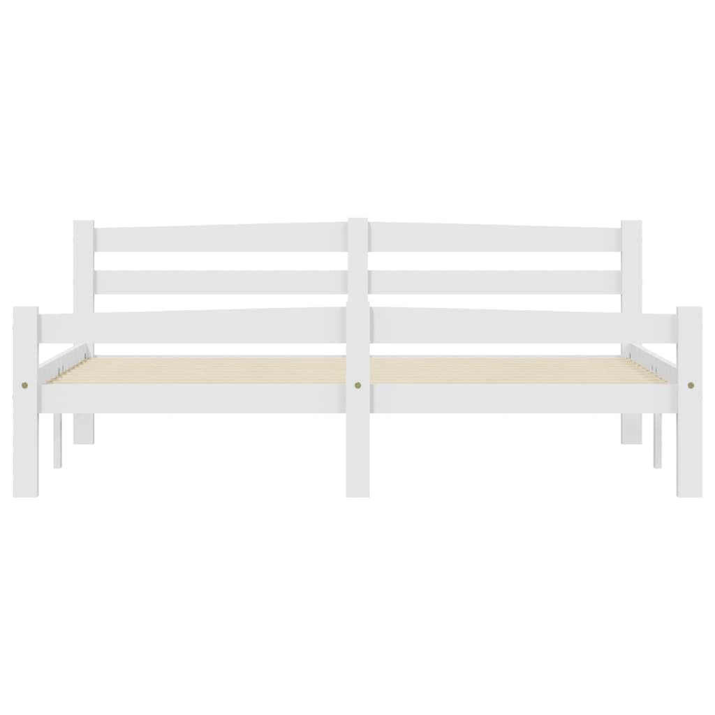vidaXL Kiefernholz Massiv Bettgestell Holzbett Futonbett Bett Doppelbett Massivholzbett Bettrahmen Lattenrost Schlafzimmerbett Weiß 160x200cm