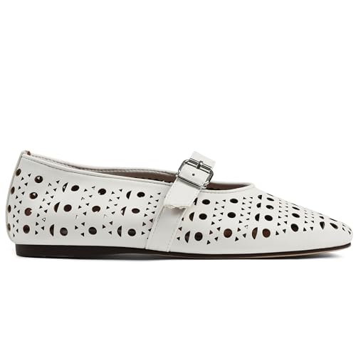 Goiphrri Ballet Flats Shoes for Women Fashion Summer Womens Flats Comfortable Dressy Buckle Strap Mary Jane Flats Round Toe Ballerina Flats for Women Wide Width Mesh Flats for Women4