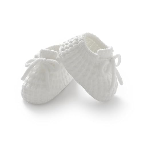 Image of Neiwech Baby Booties Newborn Shoes Cozy First Walkers Warm Soft Knit Boots for Infant Boy Girl White 0-3 Months