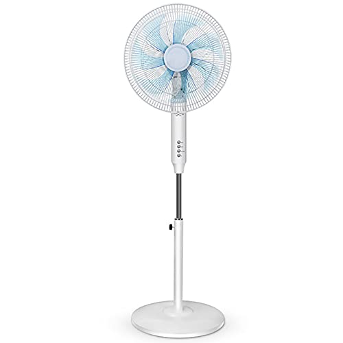 Ventilateur Sur Pied 40W - 3 Vitesses, Oscillation 80° - Hauteur Réglable 105-122 Cm - Silencieux - Pour Maison/bureau