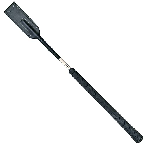 Jeffers Equine Horse Race Bat – 20 inches Training Whip with Leather Flapper, Equestrian Riding Crop for Racing, Track, Barrel, Jumping, Jockey Gear, Lightweight Horseback Tack Accessory – Black
