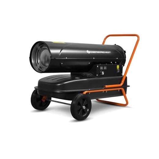 Cañón de calor diesel de 30 kW CHESTERPRO HEAT – Potente calentador de taller – termostato & ruedas