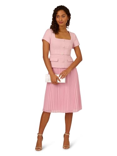 Image of Adrianna Papell Women's Boucle Combo Midi Dress