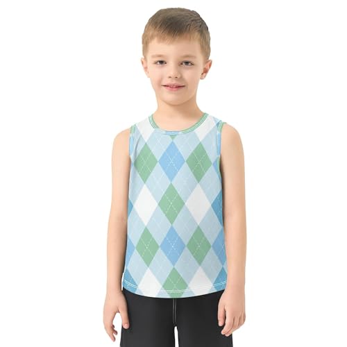 Blue Green Tank Top for Boys Sleeveless Casual Vest Tees Kids Active Shirt for Travel Volleyball Running Cycling 3T2