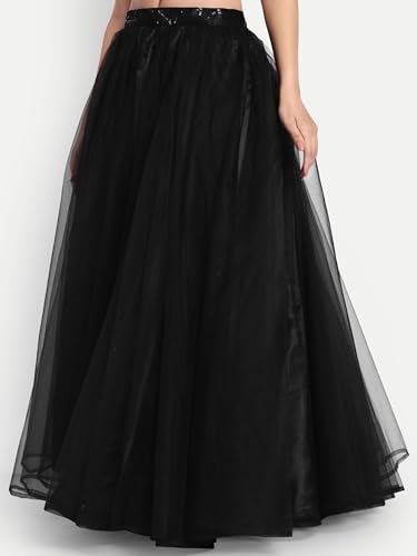 Image of TILISM Women's and Girls Solid Satin Long Skirt