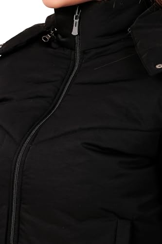 Image of Brazo Crop Puffer Jacket for Women, Cropped Design, Insulated, Hooded, Long Sleeves