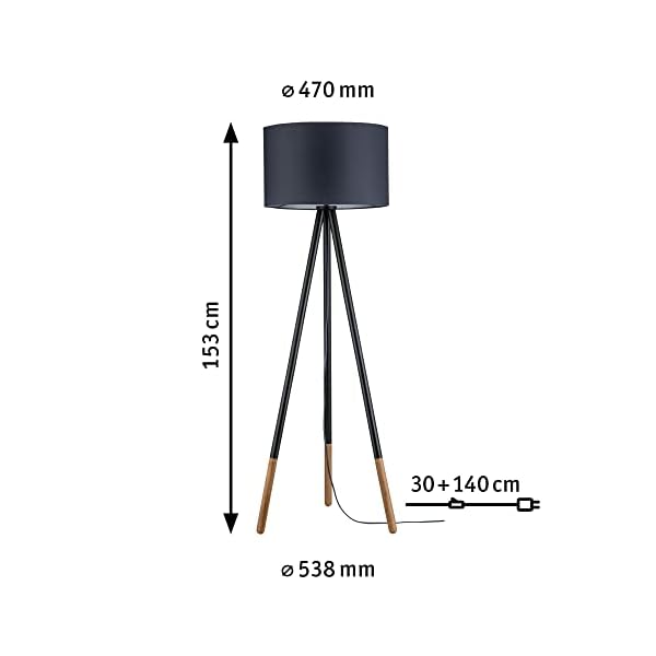 Paulmann 79633 Neordic Stehleuchte Rurik max. 1x20W Stehlampe für E27 Lampen Standleuchte mit Stoffschirm Grau/Holz 230V… – Bild 5