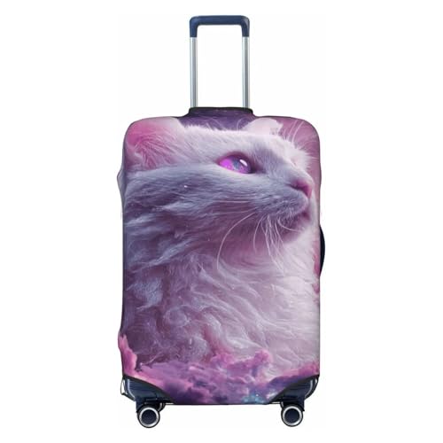 White Cat In Space Elastic Travel Luggage Covers Dustproof Scratch-Resistant Suitcase Protector Fit 22-24 Inch