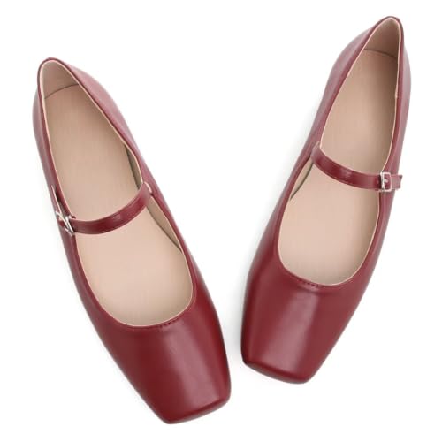 Image of TN TANGNEST Leather Flats for Women Retro Mary Jane Flats