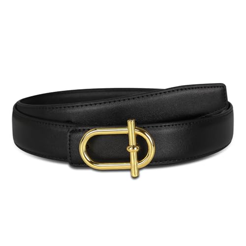Image of Aurolran Women's Leather Belt with Buckle - Ideal for Dresses, Jeans, and Coats