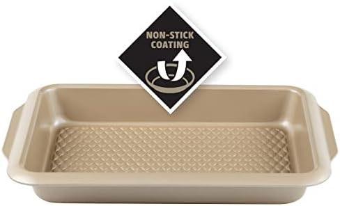 Salter BW11120EU7 Roasting Pan, Non-Stick Carbon Steel Roaster, Deep Baking Tray for Meats, Vegetables, Brownies, Large Oven Pan with Textured Base, PFOA-Free, Olympus Collection, Gold, 39 cm