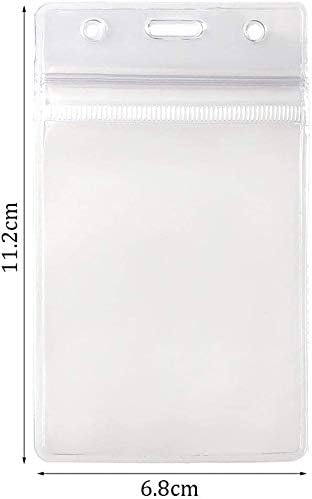 10 PCS ID Badge Covers, Waterproof ID Badge Holder Vinyl Badge Holder Clear Plastic Vertical Name Tag Badge Id Card Holders Badge Covers Key Card Holder Sleeve