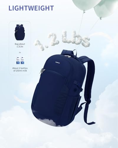 Image of ECOHUB Large Travel Backpack 17.3 inch Suspended Laptop Backpack Fashion Water-Resistant 28L Lightweight Backpack for Causal Work Blue