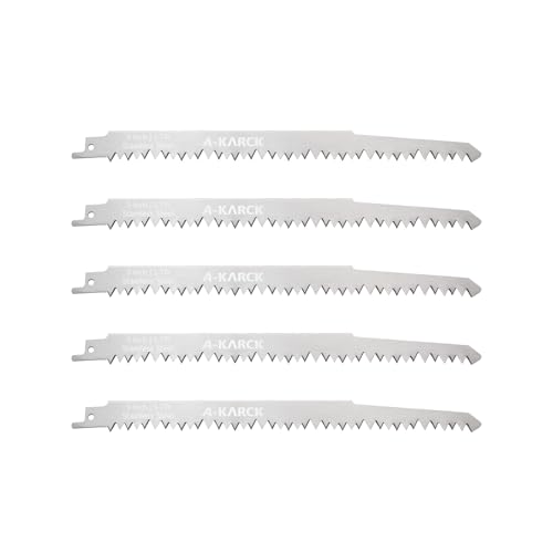 A-KARCK Food Reciprocating Saw Blades for Frozen Meat 6 Pack Unpainted Stainless Steel Saw Blades for Food Cutting Included 9 5PCS
