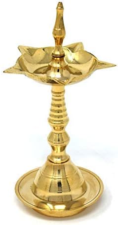 phareLamp Presents Kerela Traditional Brass Oil Lamp - Brass Puja Oil Diya Lamp Engraved Design Deepak Pooja Article #A072