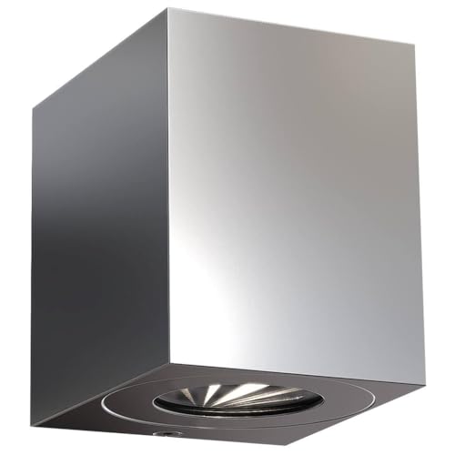 design for the people by Nordlux LED Wandleuchte CANTO KUBI Außenleuchte, 2x5W COB LED, 3000K, 700lm, IP44, Edelstahl EEK: A+