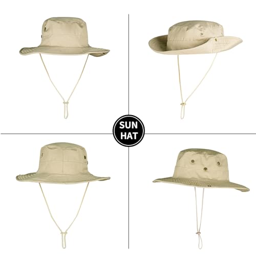 Image of Sun Hats for Men Women Boonie Hat Foldable Fishing Hat UPF 50+ Bucket Hat for Fishing Hiking Garden Safari Beach