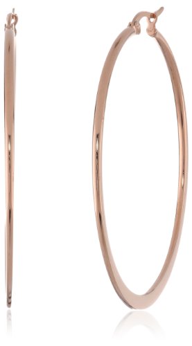 Amazon Essentials Rose Gold Plated Stainless Steel Flattened Hoop Earrings (50mm) (previously Amazon Collection)