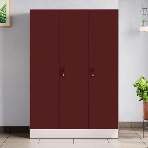 Image of Interio by Godrej Almirah Slimline 3-Door Steel Almirah, Cupboard for Clothes (Russet), 1-Year Warranty, 7 Shelves, 1 Locker