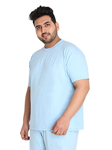 Image of CHKOKKO Men's Plus Size Terry Cotton Loose Fit Half Sleeves T-Shirt