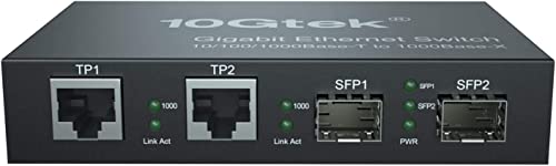10Gtek 4-Port Gigabit Ethernet Fiber Switch, with Two SFP Slots (1000M), Without Transceiver, 1.25G, 2+2(SFP) - Image 2