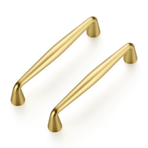 Image of Ravinte 10 Pack 3-3 /4 Inch Brushed Gold Kitchen Cabinet Handles Solid Zinc Alloy Cabinet Pulls Cupboard Hardware Drawer Handles