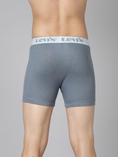 Image of Levi's 007A Classic Boxer Briefs for Men | 100% Pure Cotton | Solid Men's Underwear | Breathable | Anti-Roll Waistband | Extra Supportive Gusset | Functional Fly | Long Length Fit | Pack of 3