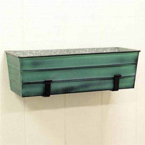 212 Main Flower Box with Wall Brackets Green - Medium