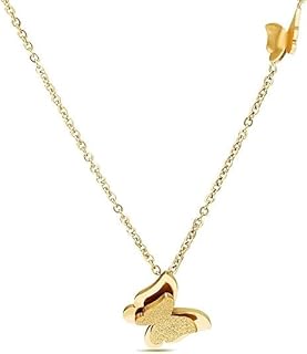 قلادة بدلاية شكل فراشة اوربي لامعة بدلاية من ستانلس ستيل للصدأ مطلي بالذهب عيار 18 قيراط اكتشفي جمال السلاسل الخاصة بنا والمجوهرات الأنيقة، للبنات والنساء .من فيروز جوليري