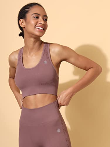 Image of Seamless Riley Sports Bra | Seamless | Lightweight | Solid Workout Bra for Women (CS601391S Brown S)