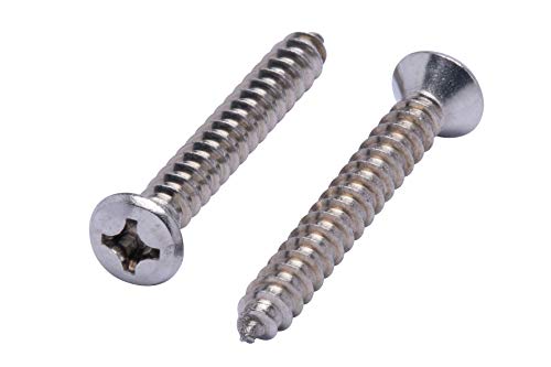 14 X 2 Stainless Oval Head Phillips Wood Screw (25 Pack) 18-8 (304) Stainless Steel Screws Corrosion Resistant Commercial Grade Bolts by Bolt Dropper, Drywall Screw Gun