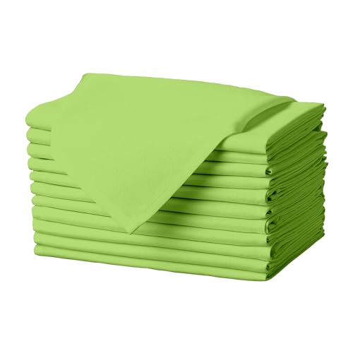 Gee Di Moda Cloth Napkins – 17 x 17 Inch Apple Green Dinner Napkins – Set of 12 Soft & Absorbent Washable Fabric Cloth Table Napkins with Hemmed Edges for Hotel Restaurant, Holiday Parties & Wedding
