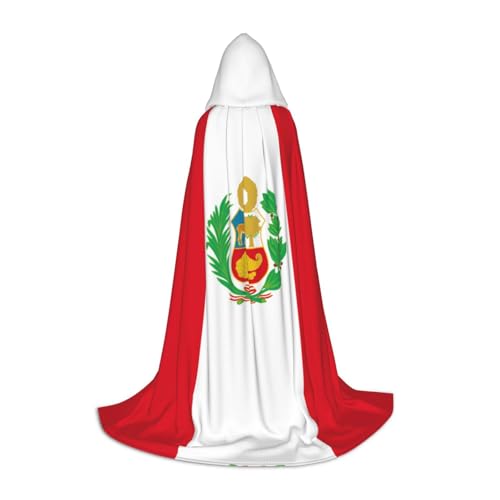 ZQYTGFDC Capa con capucha de la bandera de Perú S para adolescentes, capa con para disfraces de cosplay de Halloween
