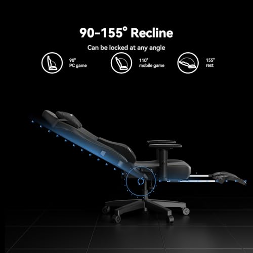 AutoFull C3 Gaming Chair, Racing Style Gaming Chair with Ergonomic Lumbar Support,Adjustable High Back Velvet Material PC Chair with Footrest,Black