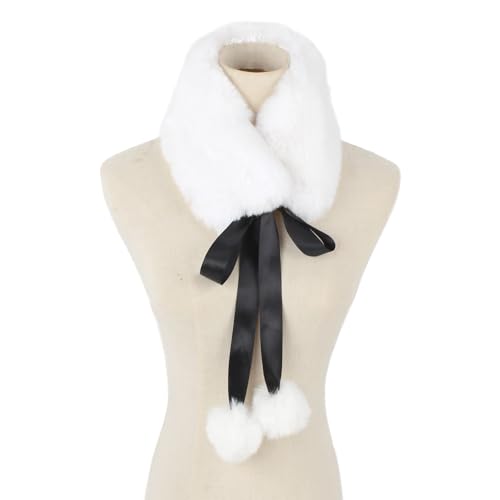 Women Winter Warm Soft Faux Fur Scarf Self Tie Collar Warp Neck Warmer2