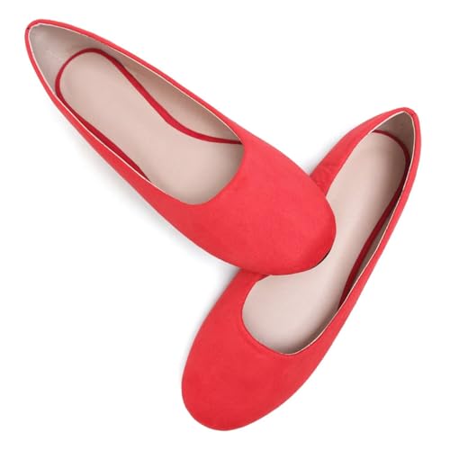 Hee grand Casual Flats for Women Dressy Round Toe Candy Color Slip On Ballet Flats Soft Suede Comfortable Work Flats3