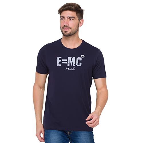 Image of Spykar Navy Blue Coloured Mens Albert Einstein Printed T-Shirt (Size: M)
