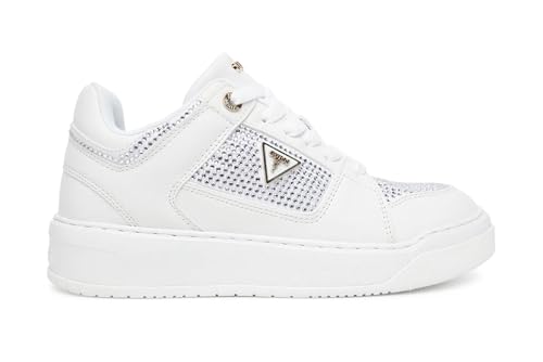 Baskets GUESS Delove2 White pour femme en cuir blanc confort au quotidien