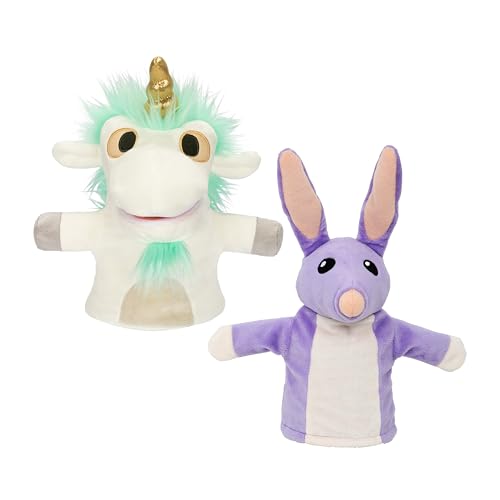 Bluey Unicorse & Bob Bilby Handpuppe Plüsch, 2 Stück, 20,3–22,9 cm, weicher Deluxe-Stoff, gestickte Details, perfekt für Kleinkinderhände, fantasievolles Spielen, offizielles Bluey Spielzeug, exklusiv