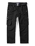 OCHENTA Boy's Hiking Pants, Kids Youth Quick Dry Outdoor Camping Fishing Cargo Trousers Black 130-6Y