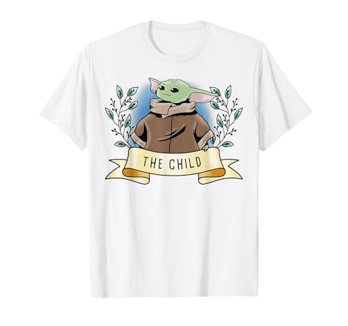 T-shirt Star Wars The Mandalorian Grogu vêtement col rond motif graphique portrait noir
